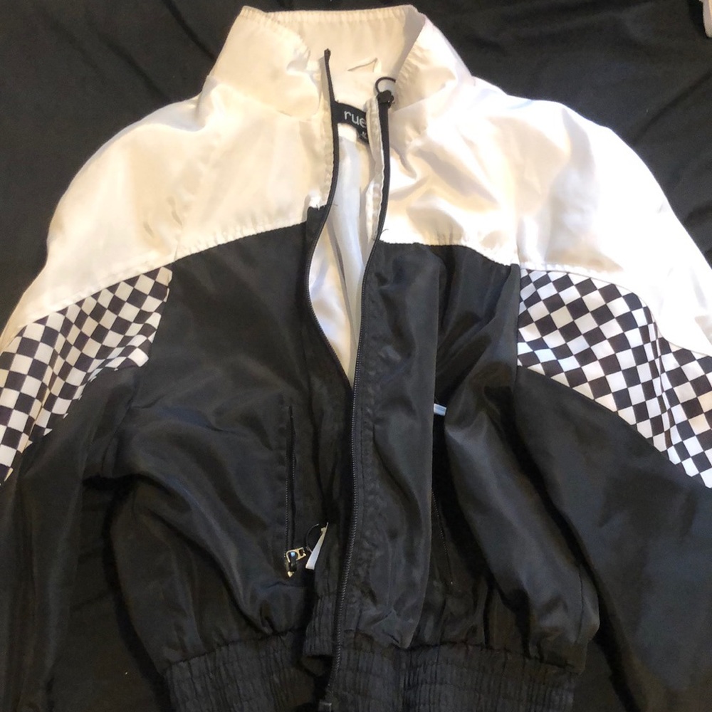 black and white checkered windbreaker